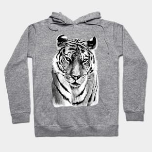 Tiger Watercolor in Black and White Hoodie